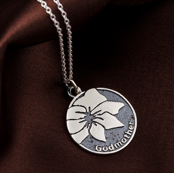 925 Sterling Silver Round Flower Pendant Necklace