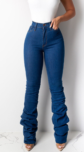 Women Ruched Denim Pants 5