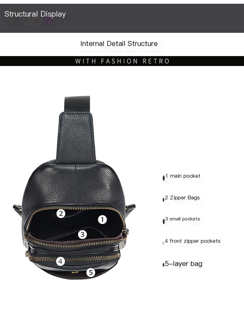 Fashion Men's Chest Leather Messenger Bag - Image 3