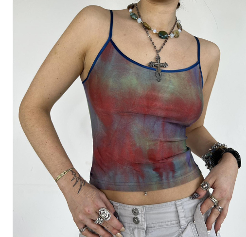 Tie-dye Printing Mesh Camisole Image 5