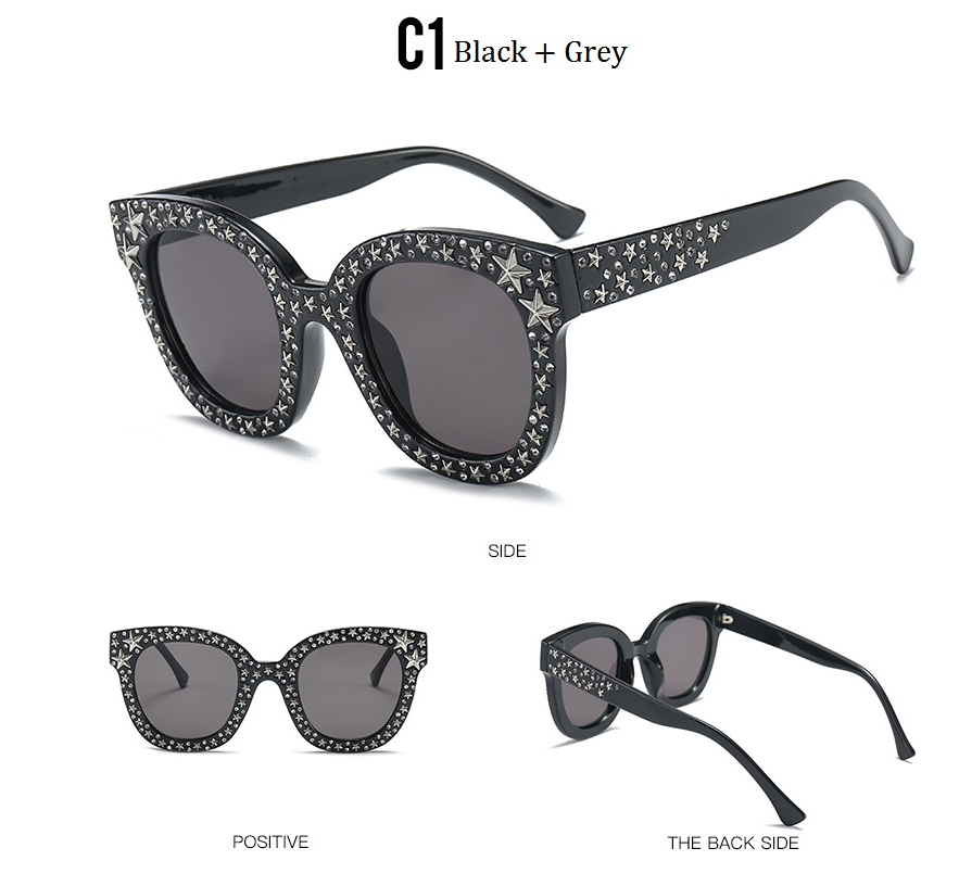 Cat Eye Sunglasses with Diamond Embellishments
