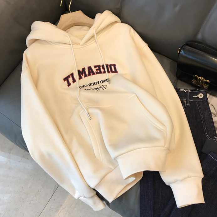 All-match Letter Print Hooded Pullover Sweater Coat Image 3