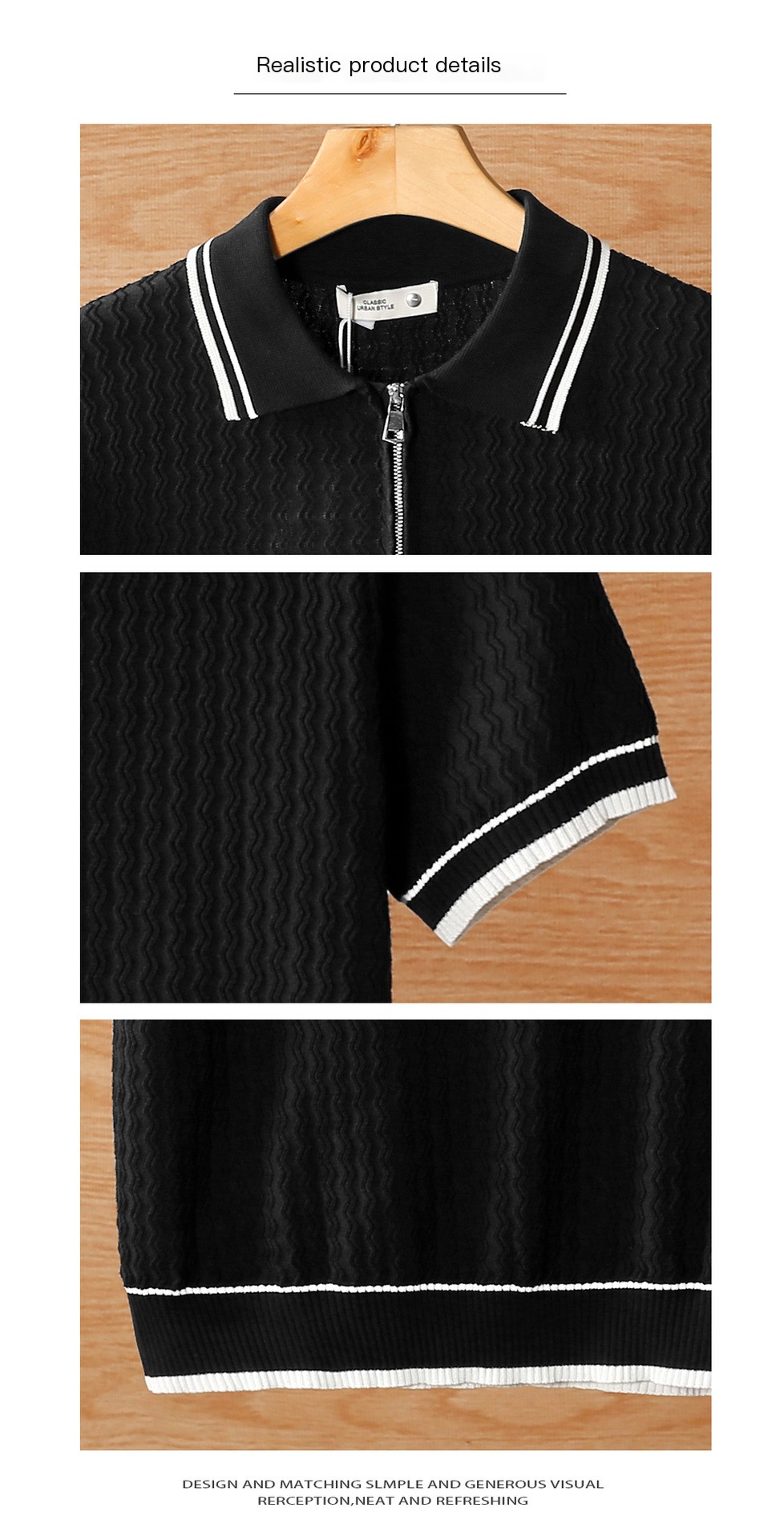 Men's fancy jacquard knit polo shirt