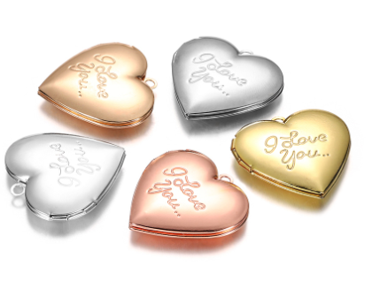 Heart-shaped photo locket necklace