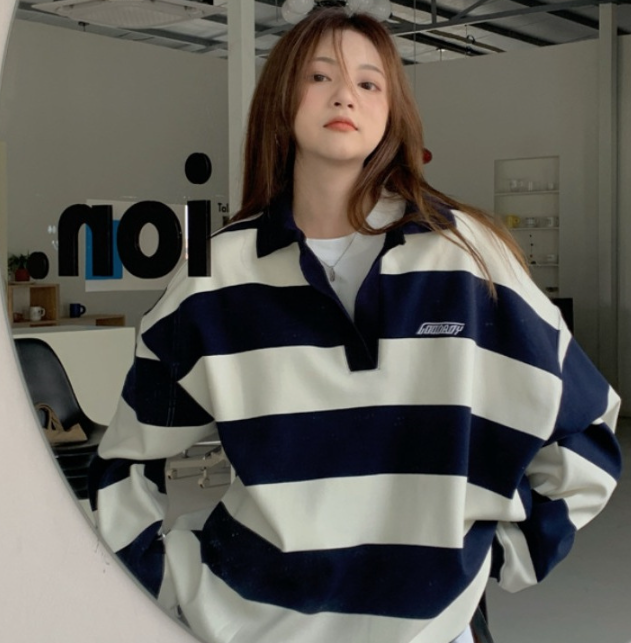 Kawaii Pink Striped Oversize Tee