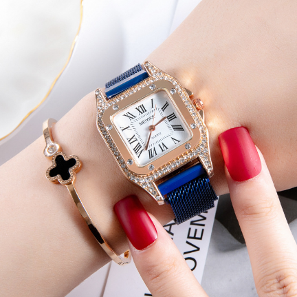 Square Crystal Watch - Black