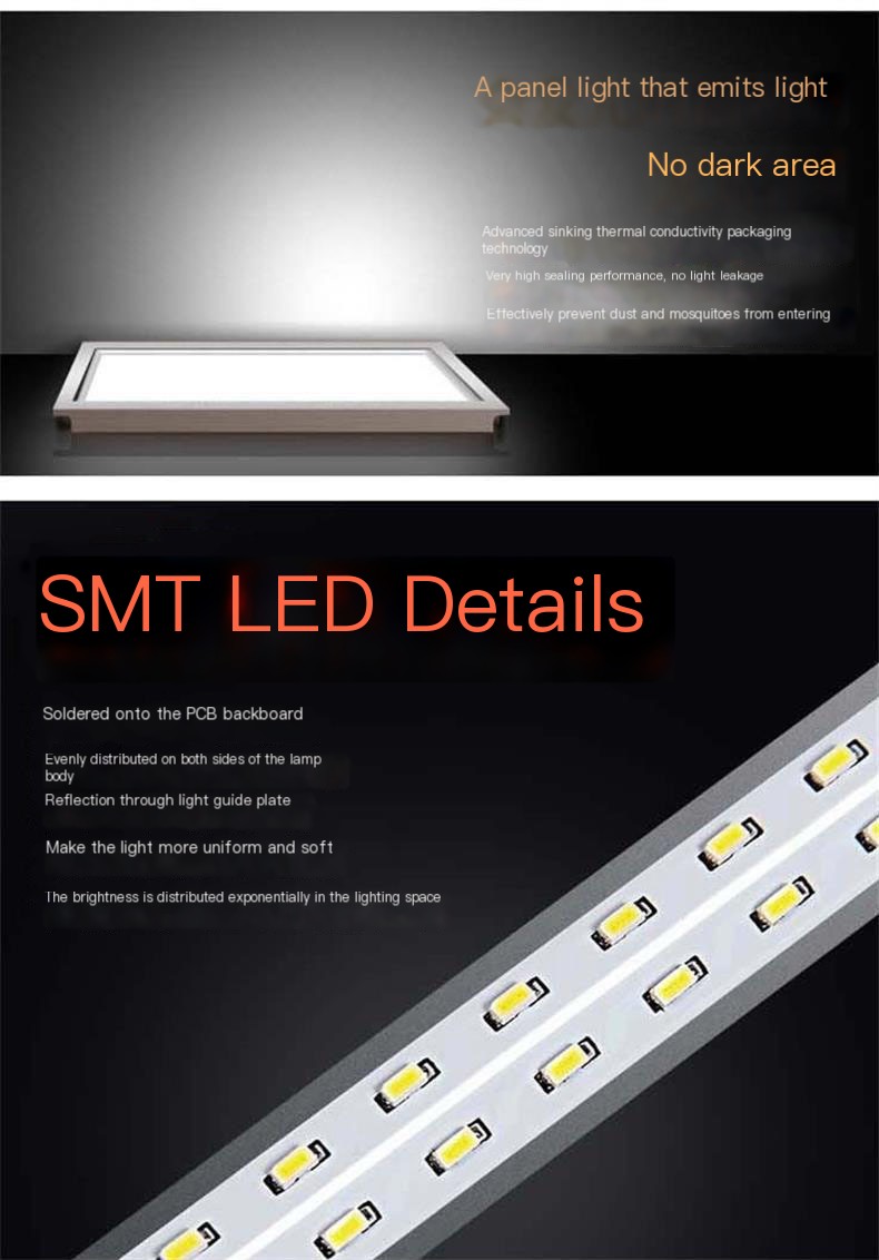 Integrated ceiling light led panel light 600x 600 office mineral wool aluminum gusset gypsum board embedded panel light