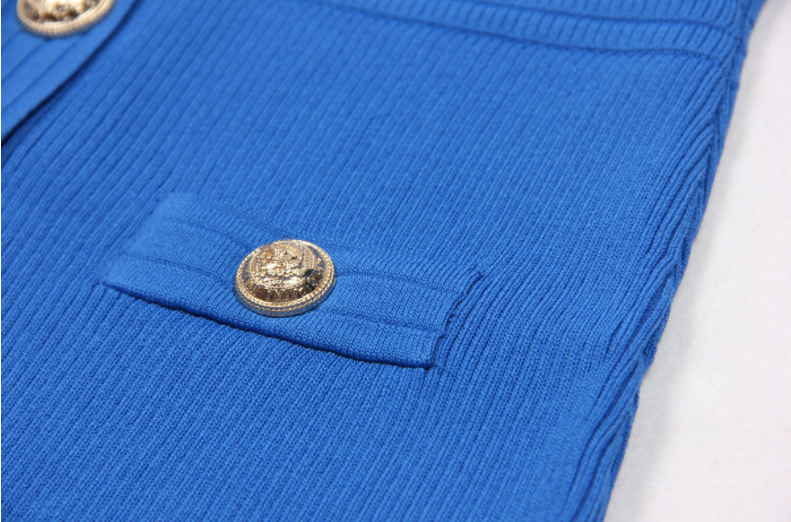 Gold Buttons Knit Dress 7