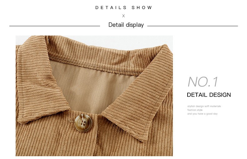 Pocket Button Casual Jacket Shirt Corduroy - Image 6
