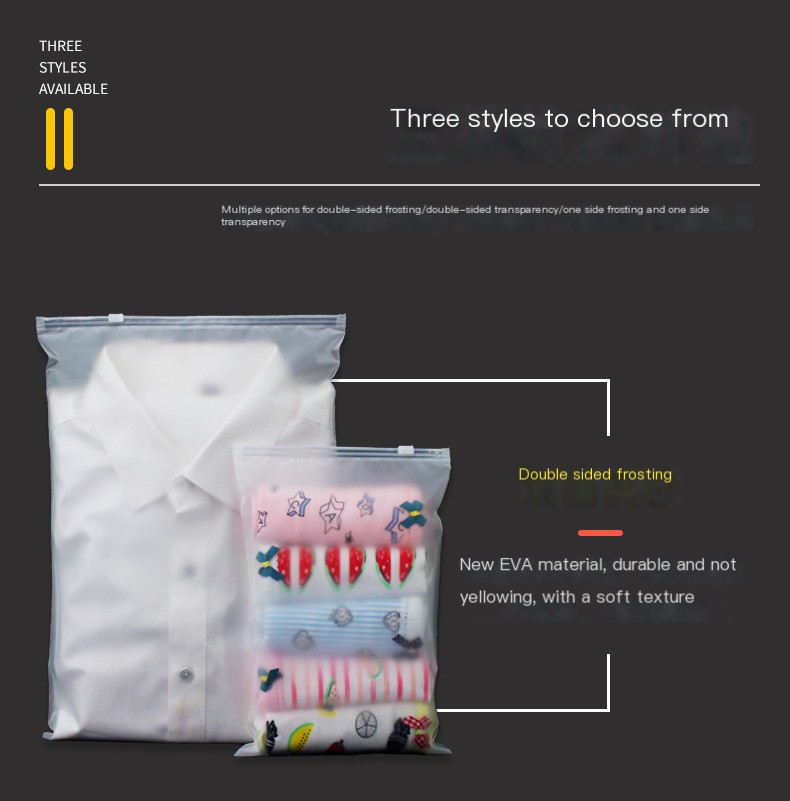 Thickened transparent frosted zipper bag wholesale custom pe ziplock bag plastic underwear socks storage clothing packaging bag