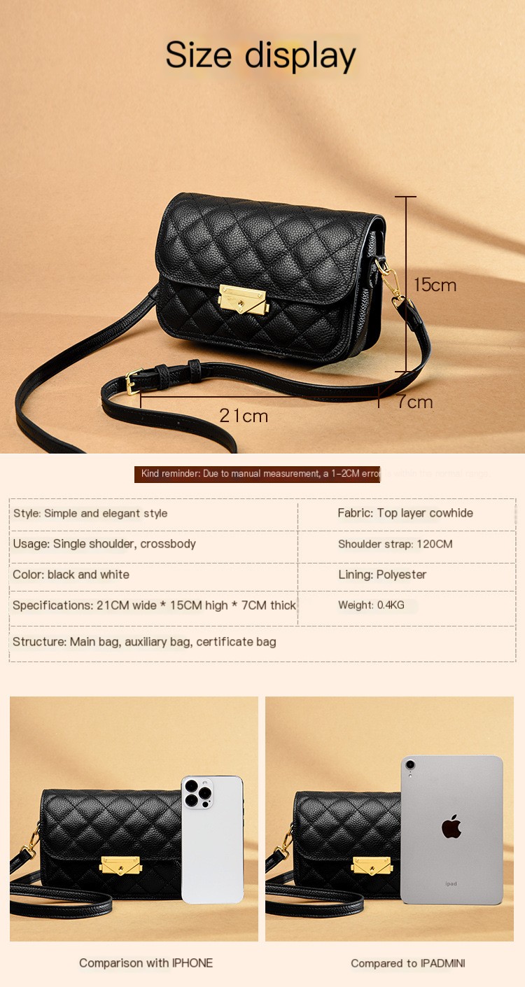 Top Layer Cowhide Small Square Bag - White