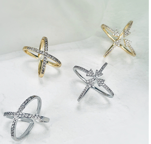 HECHENG 18K Gold Plated Copper Cross Ring 4