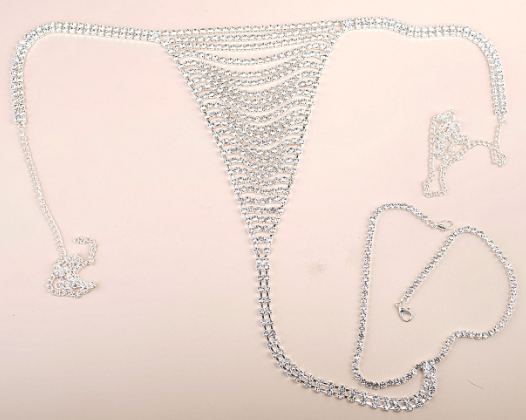 Silver Rhinestone Body Chain