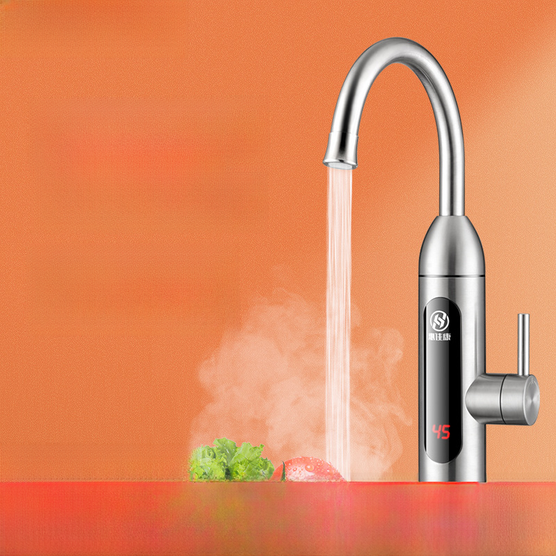 Household kitchen faucet large screen digital display fast heating faucet kitchen instant stainless steel faucet image