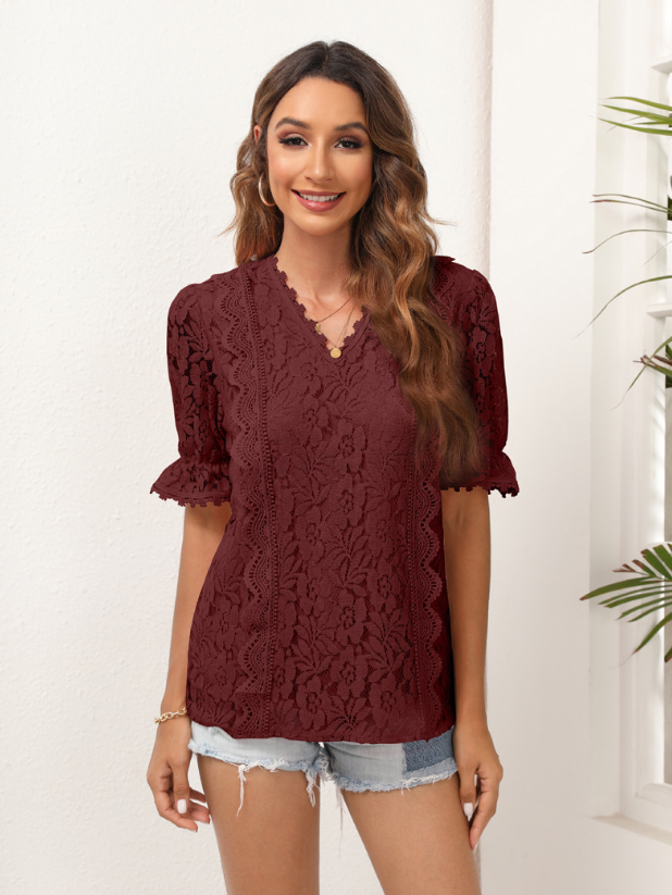Blusa Rendinha Manga Rosa Image 4
