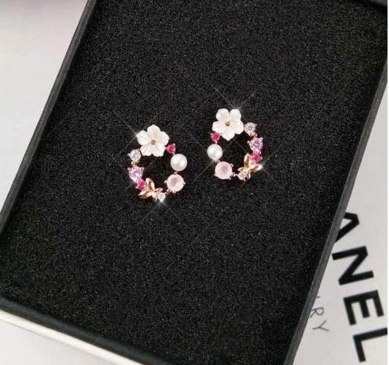 Flower Ring Stud Earrings