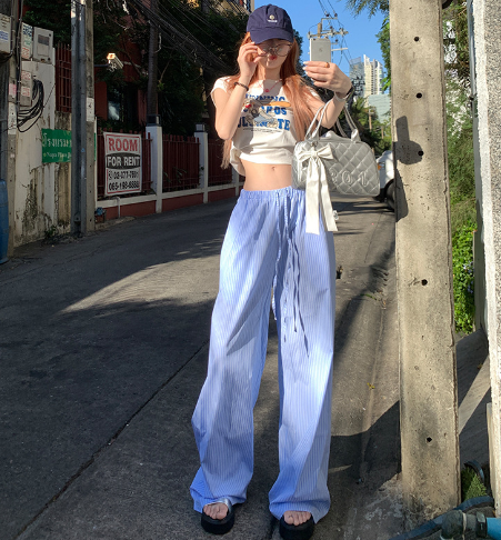 Vintage Striped Loose Pants