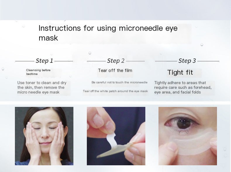 New hyaluronic acid micro needle eye patch smoothing fine lines around the eyes eye lines fading dark circles eye bags soothing skin firming