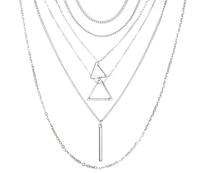 Layered Triangle Pendant Necklace