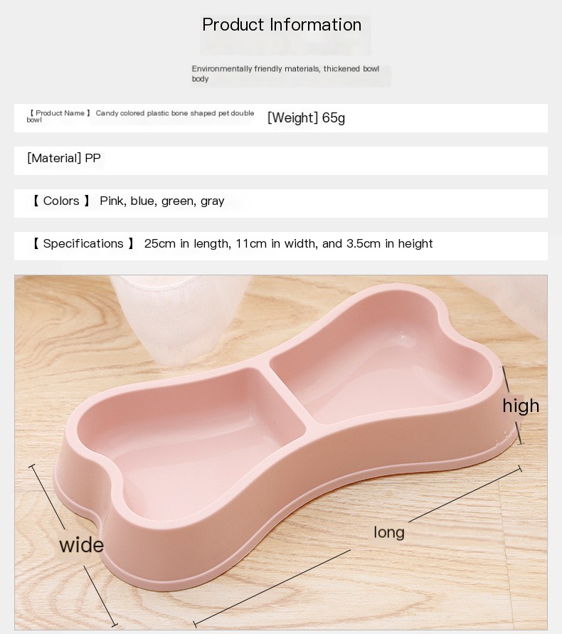 Macaron-colored Bone-shaped Pet Double Bowl