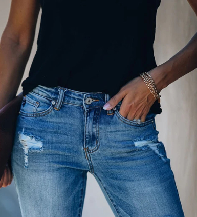 High Rise Distressed Jeans 1