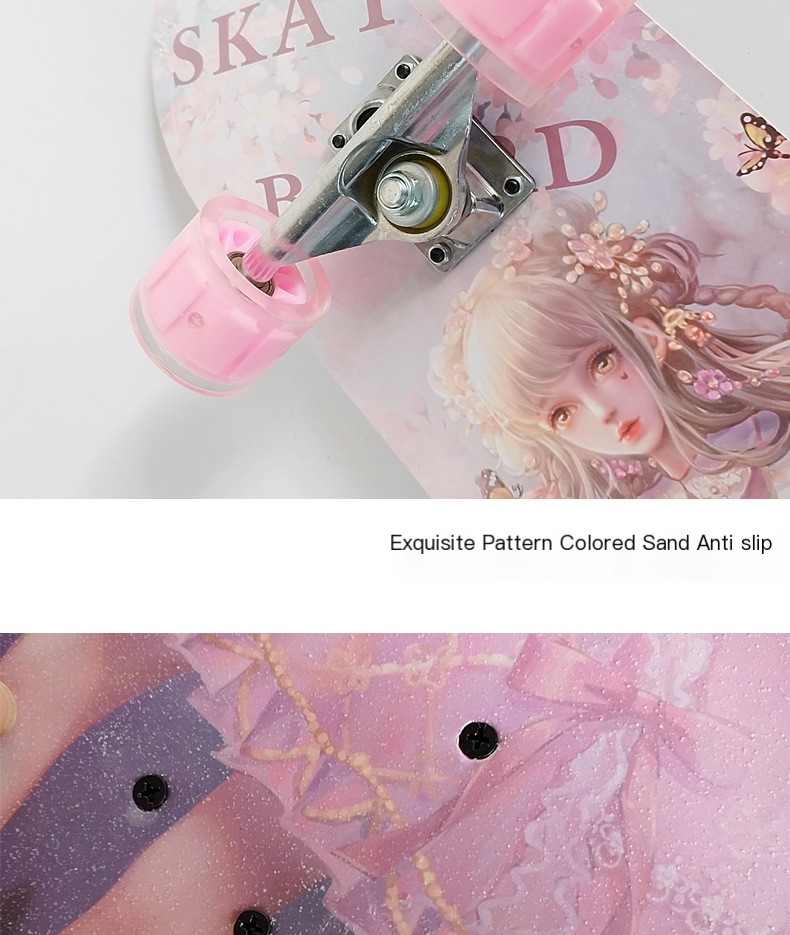 Four-wheel skateboard 80cm large-wheel colored sand flashing wheels for boys and girls teenagers and children beginners Street-brushing scooter