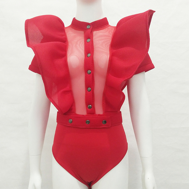 Sheer Mesh Jumpsuit Model 3