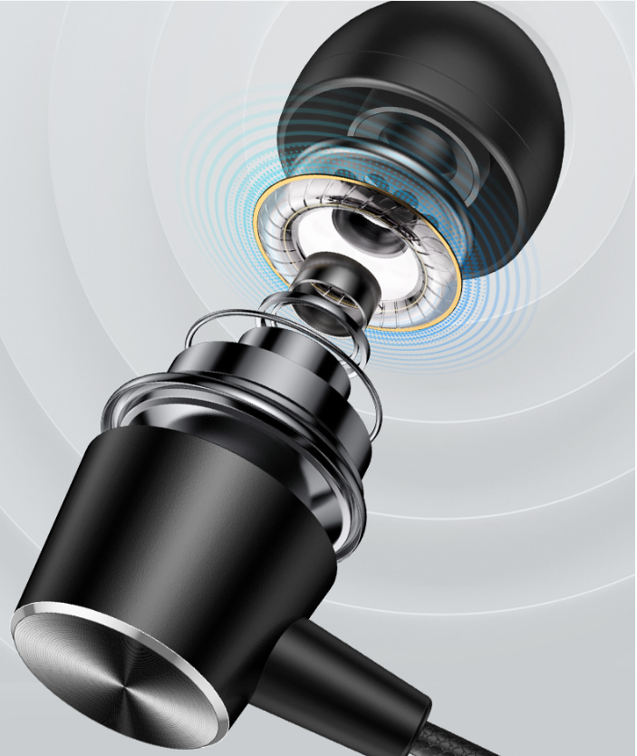 Wired In-Ear Headphones Black with Mic