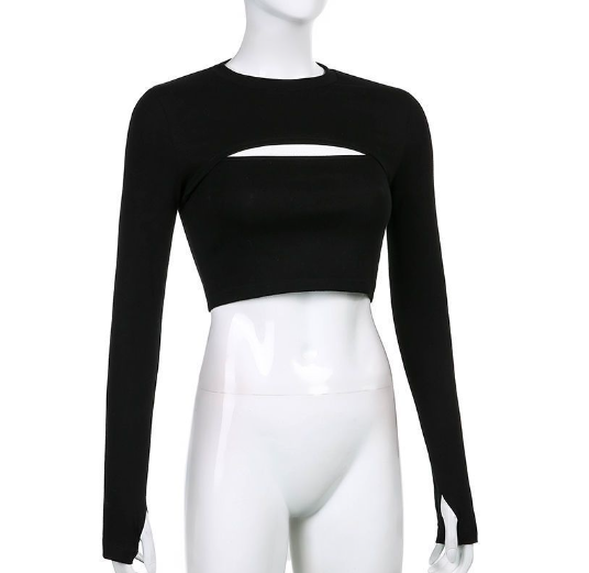 Hollow Out Long Sleeve T-Shirt Image 4