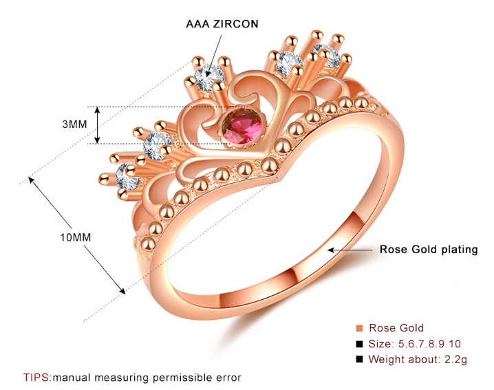 Rose Gold Color Crystal Ring