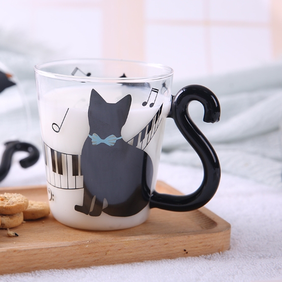 Cartoon Cat Glass Mug 2