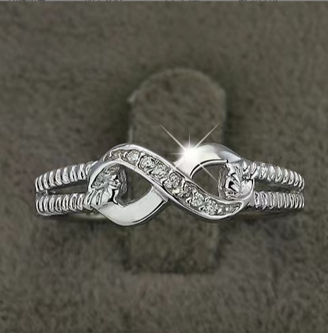 Creative Diamond-Embedded 8-Character Ring Image 1