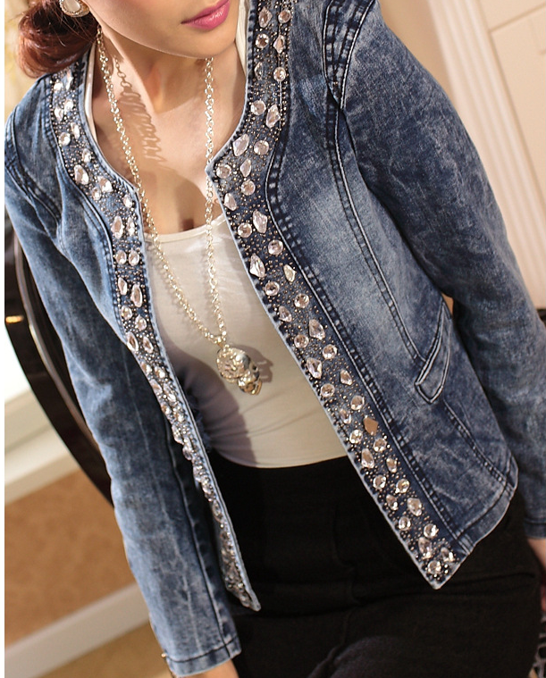 Jeans Jacket with Gemstones Image 1