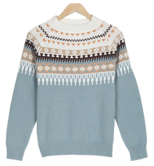 Sky blue literary style sweater