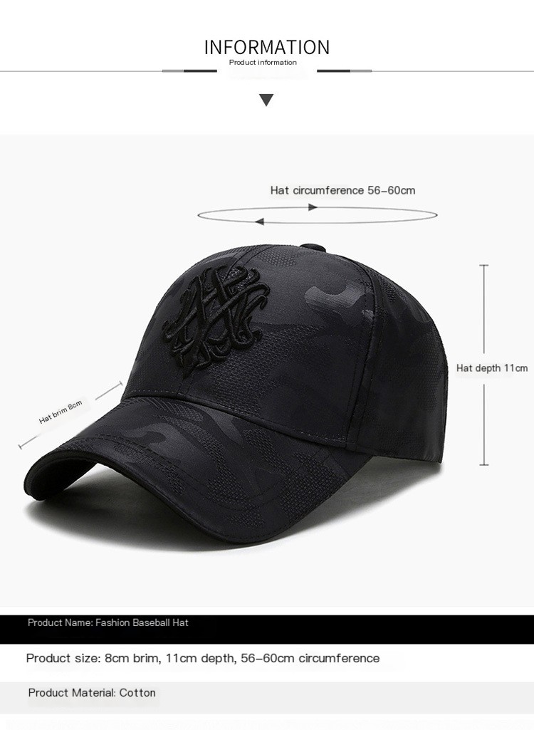 Black Camouflage Flowers Cap