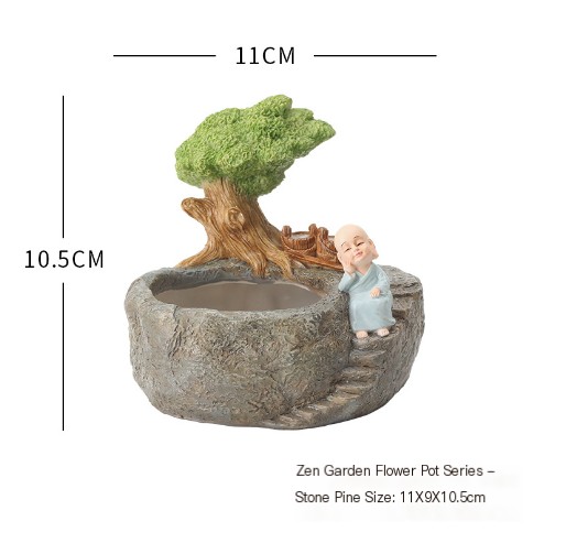 Succulent Plant Home Decor - Mini Monk Flower Pot
