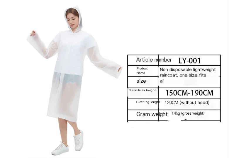 Windproof Rain Poncho for Adults, Reusable Waterproof with Hood and Adjustable Arms, EVA Material