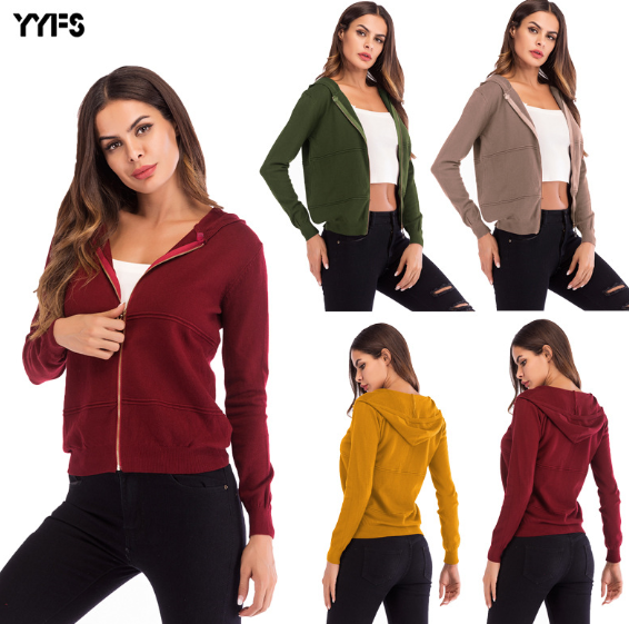 Hooded Zip-Up Knitted Cardigan
