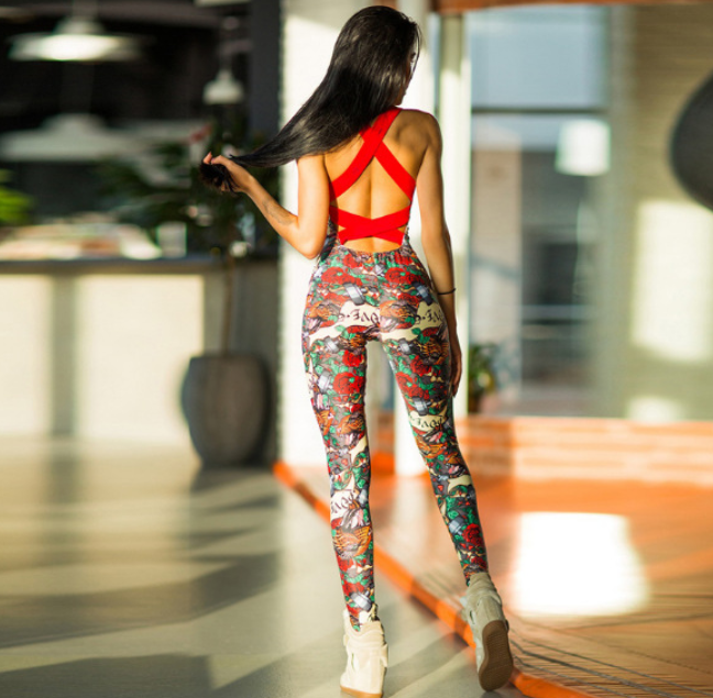 Printed Jumpsuit Yoga Suit 1