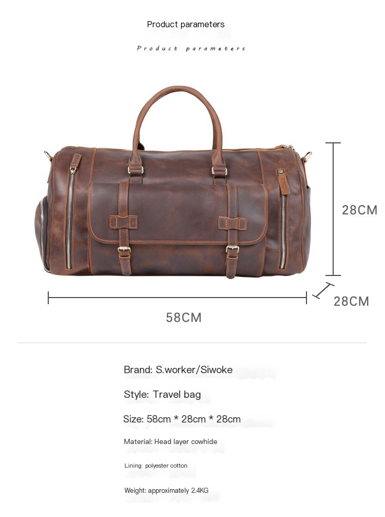 Men's Retro Genuine Leather Hand Luggage Bag