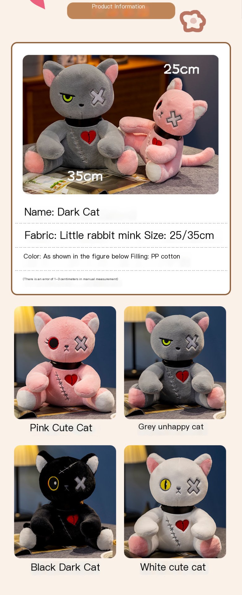 Dark Emotion Cat Plush Toy 2