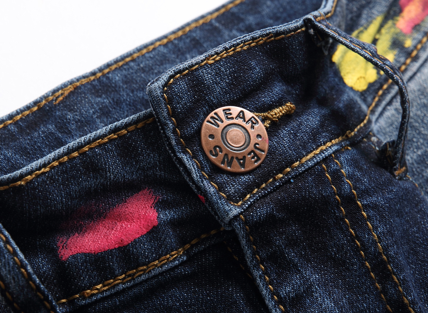 Men's Fashion Patch Contrast Slim Jeans - Image 6