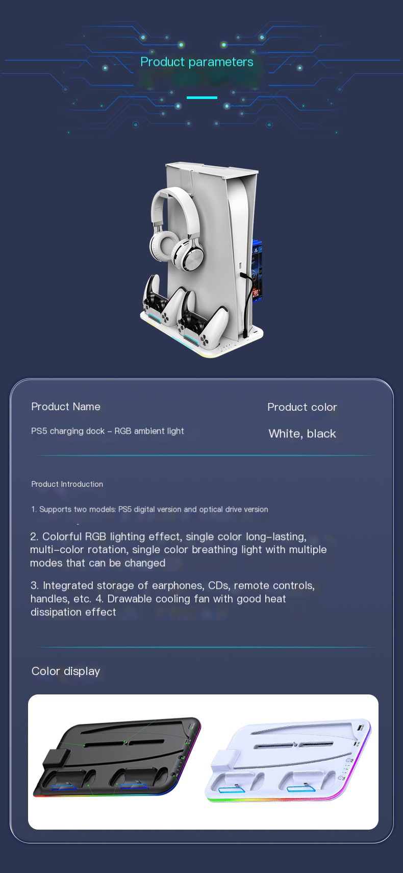 PS5 Charging Dock RGB Lighting 7