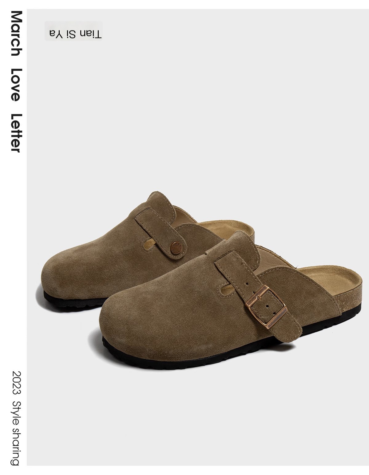 [Weiwei girl] all-leather Boken women's shoes thick bottom slippers flat fishing Boken shoes closed toe half slippers women