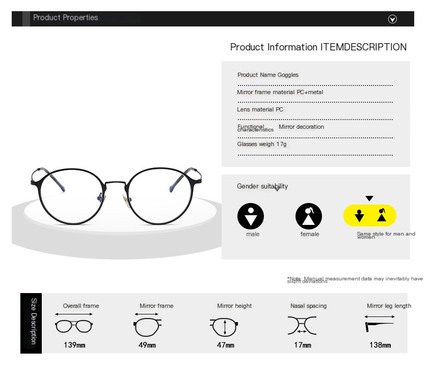 Stylish retro round frame glasses