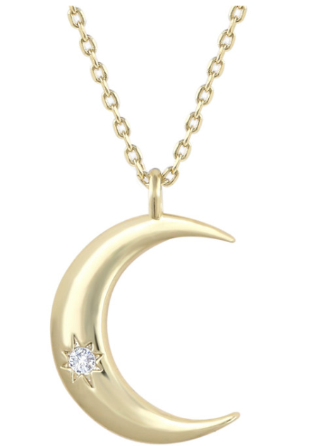 Golden Zircon Moon Pendant