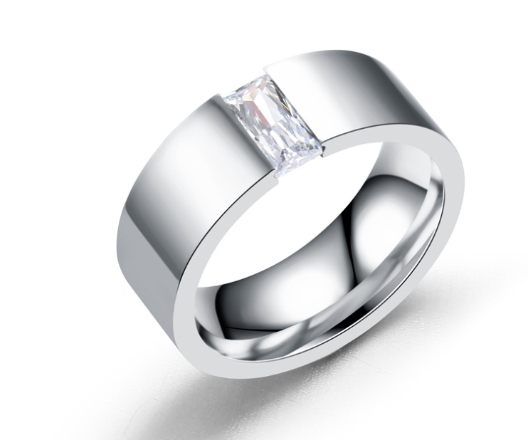 8mm Wide Surface Brushed Men's Tungsten Steel Ring