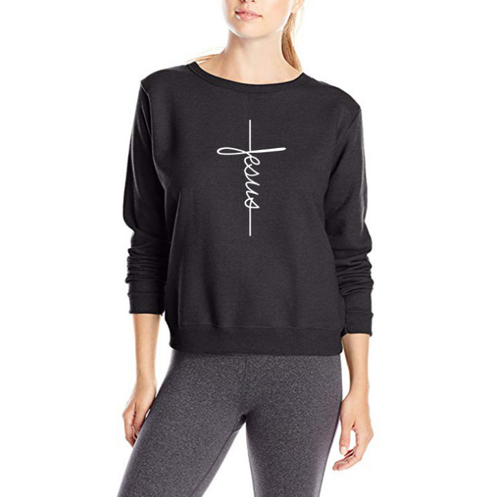Jesus Letter Print Sweatshirt Image 3