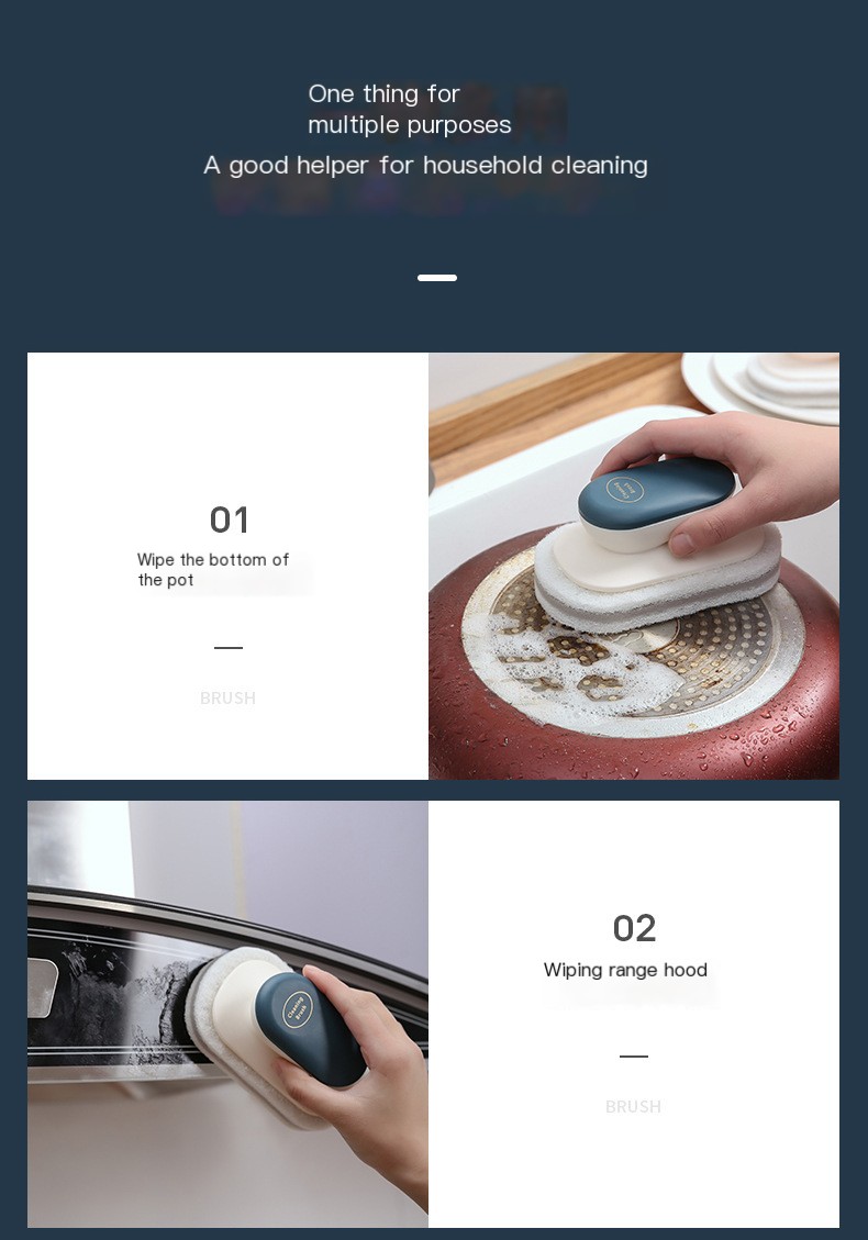 Scandinavian Handle Sponge Cleaning Brush - Pink