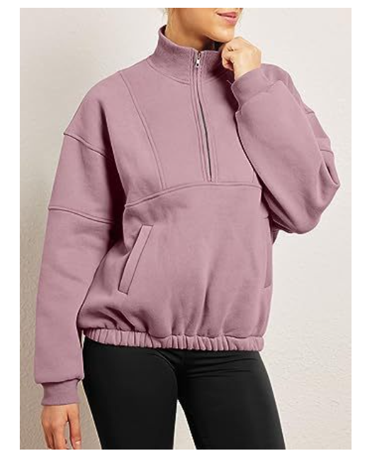Half Zip Dropped Shoulder Sweatshirt in White